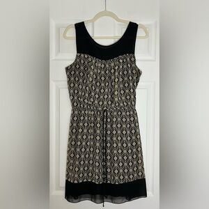 Enfocus Studio Strapless Black and Cream Patterned Dress